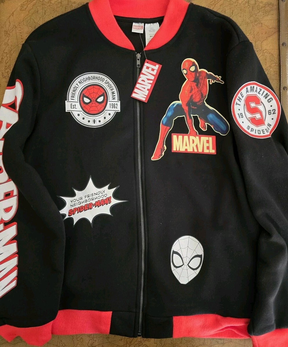 Marvel Spiderman Varsity Jackets Men's M Bomber Casual Full