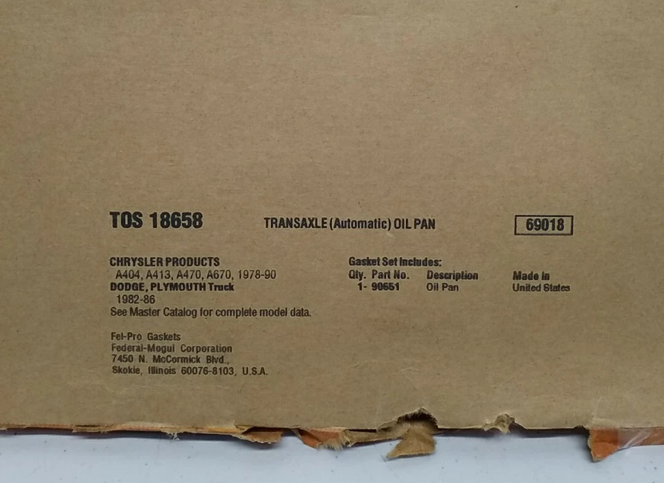 TOS 18658 Fel-Pro Automatic Transmission Oil Pan Gasket Felpro TOS18658 - Image 3 of 3