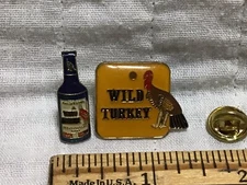 Wild Turkey Kentucky Whisky Lot  Of 2 Pinback Lapel Pin Hat Pin Enamel