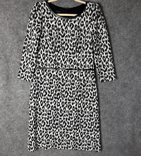 Talbots Dress Women's 6 Black Gray Leopard Animal Print A-Line 3/4 Sleeves