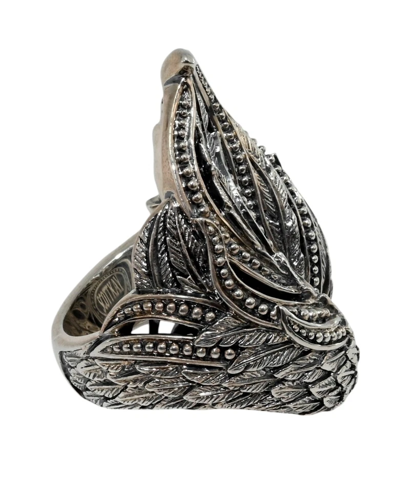 Anillo de ala de ángel detallado de plata esterlina 925 maciza de diseñador Scott Kay! Talla: 8! Foto 4 de 4