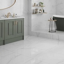 White & Grey High Gloss Porcelain Wall & Floor tiles Cheap Plenty Stock 60x60cm