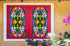 3D White Flower O627 Window Film Print Sticker Cling Stained Glass UV Block Am