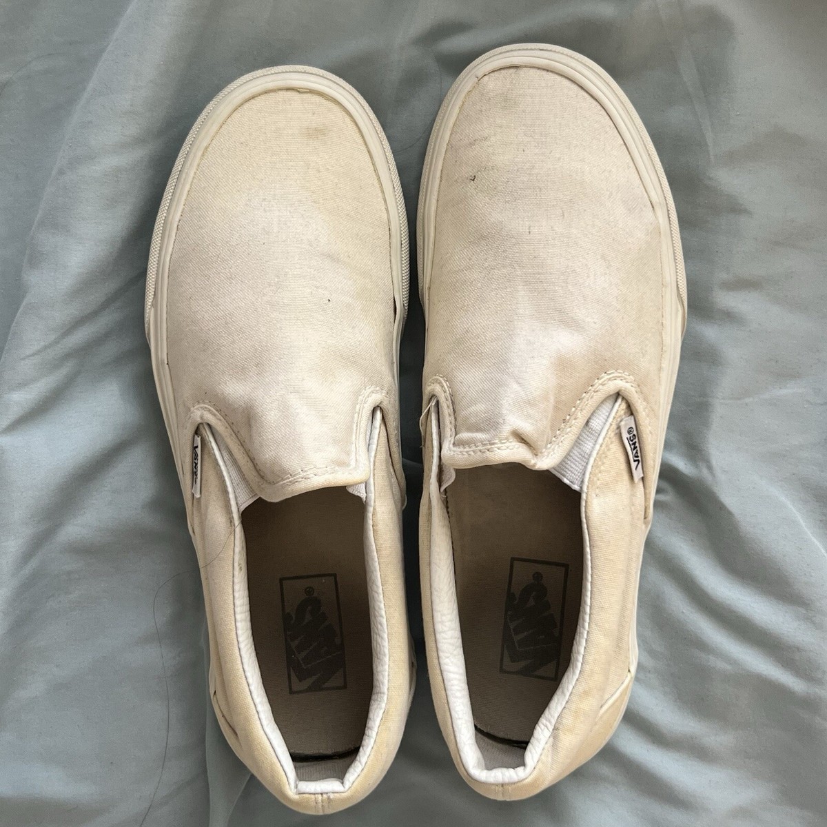 VANS Off the Wall White Canvas Slip on Low Top Sneakers Womens Size