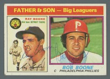 Ray Boone and Bob Boone Signed 1976 Topps “Father & Son” #67 with B&E Hologram