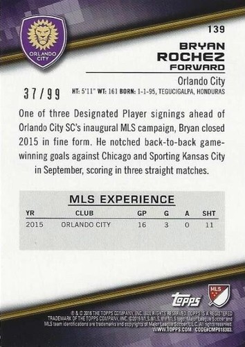 2016 Topps Major League Soccer Blue Parallel /99 (#131 - #140) - MLS - Picture 14 of 20