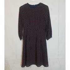 Ann Taylor Factory polka dot long sleeve career dress size 2p