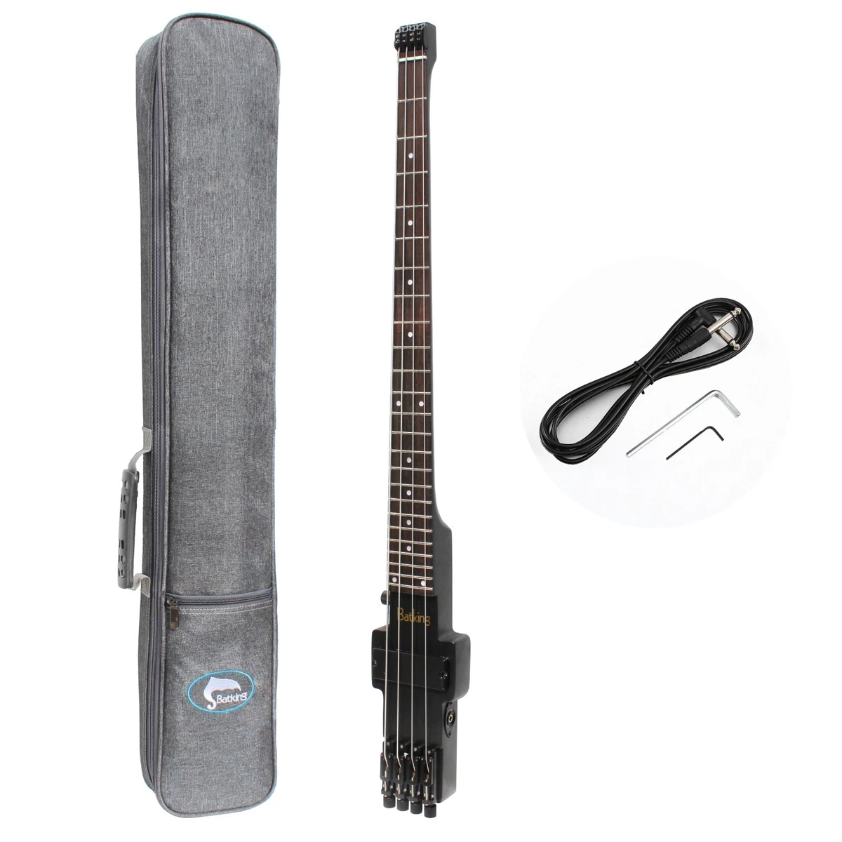 Electric Travel Headless Bass W/Gig Bag Black Color The Worlds