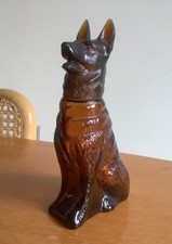 Vintage AVON German Shepherd Dog Tai Winds Aftershave Bottle Brown H6&rdquo; VGC