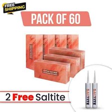 Salt Bricks 8x4x2 Pack of 60 with 2 Free Salt Glue For Salt Spa, Sauna Walls