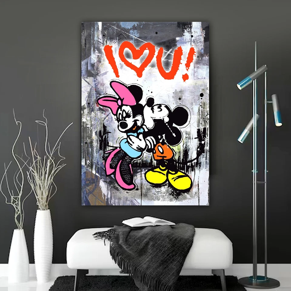 Arte pop de Disney, impresiones románticas en lienzo, arte callejero, arte graffiti de Mickey Minnie Foto 4 de 4