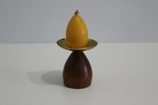 Design Mini Kerzenständer 50er Teak & Messing Candlestick 50s Brass & Wood
