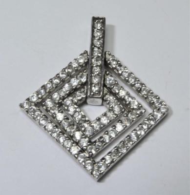 Vintage Designer 925 Sterling Silber Strasssteine Mehrere Viereck Anhänger 7.41g