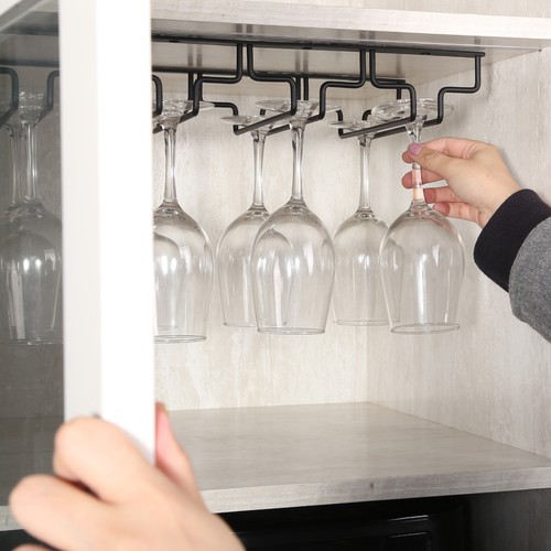 Wine Glass Holder Wine Rack Under Cabinet Hanging Home Kitchen Storage Organizer - Picture 6 of 18
