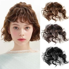 Thin Mini Clip in Natural Curly Neat Air Fringe Clip in Remy Human Hair Bangs