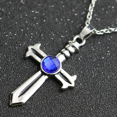 large CELTIC CROSS SWORD DAGGER pendant 24'' Sterling Silver 925 plated necklace 