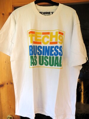 T-Shirt TECH 9 Technine weiß mit Print Business as usual Gr. XL