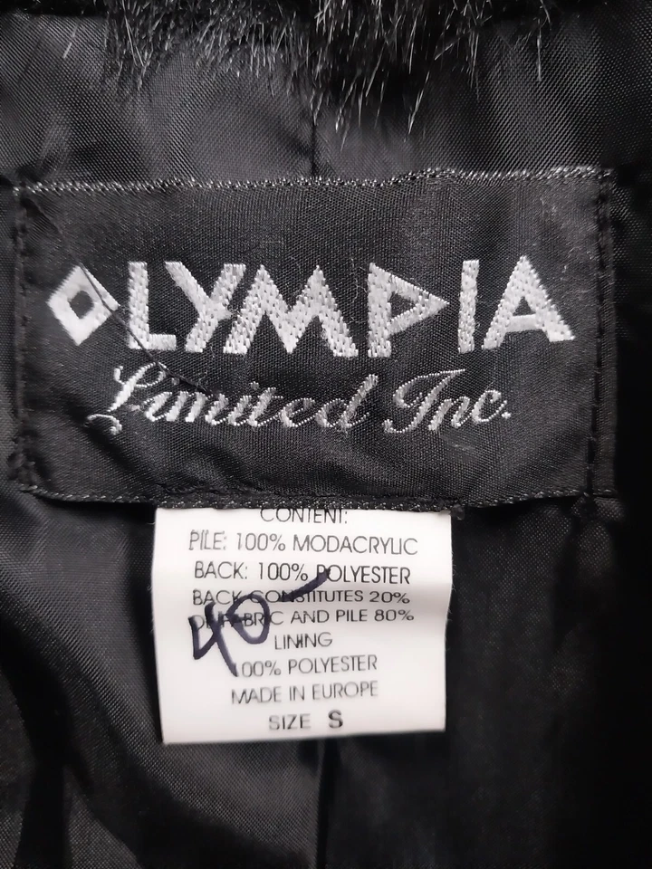 Abrigo de piel sintética Olympia de colección para mujer pequeño negro visón sintético elegante discoteca clásico  Foto 2 de 4