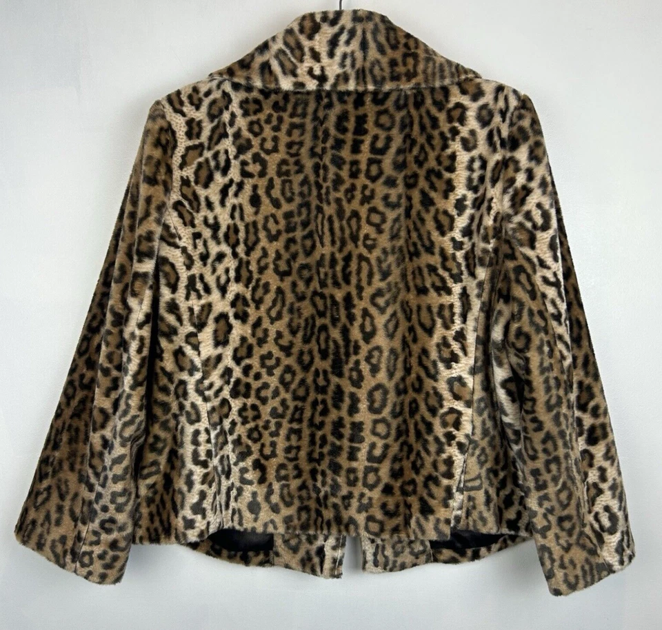Chaqueta Laura Ashley Mujer M Imitación Piel Leopardo Capa Recortada Estampado Animal Forrada Foto 2 de 4