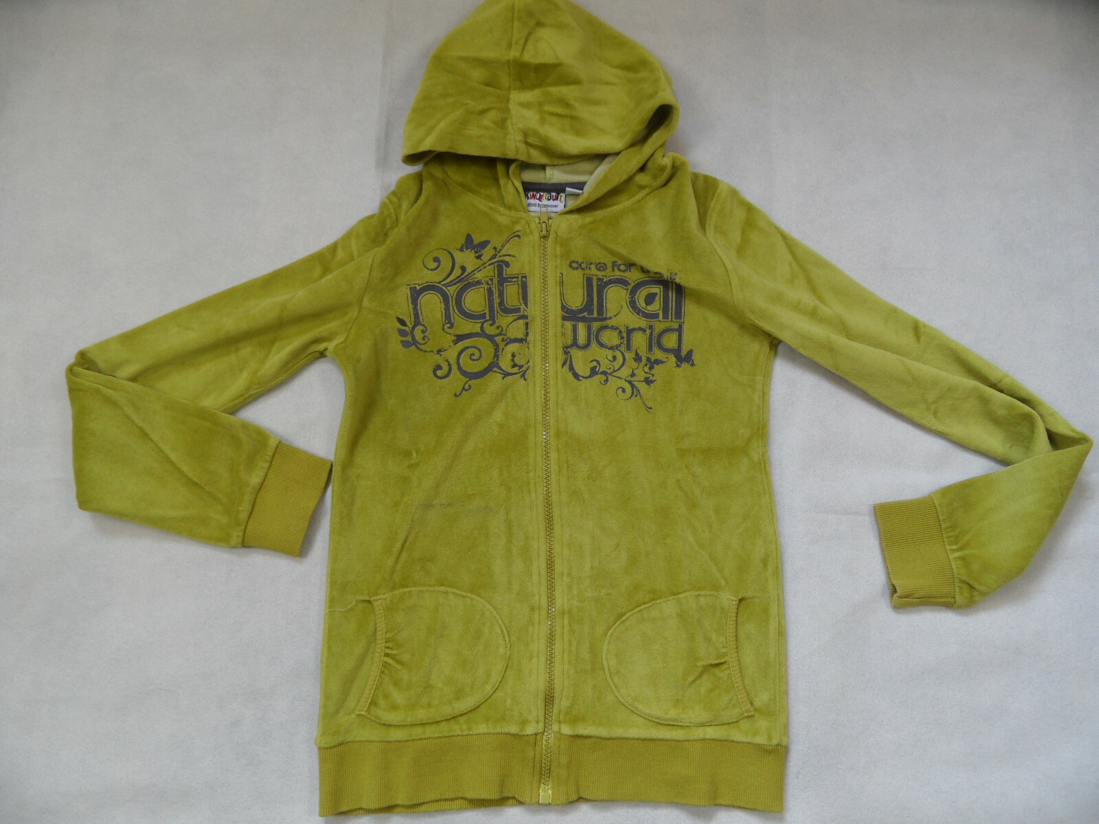 KINDERBUTT schöne Nicki-Kapuzenjacke grüngelb Gr. 158/164 TOP ST519