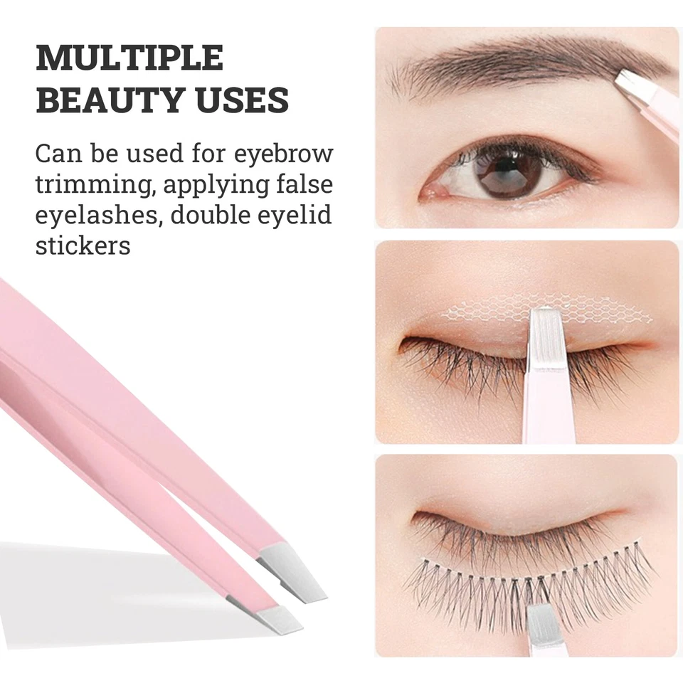 Professional Slanted Tip Eyebrow Tweezers Stainless Steel Hair Beauty Tweezer - image 3 of 4