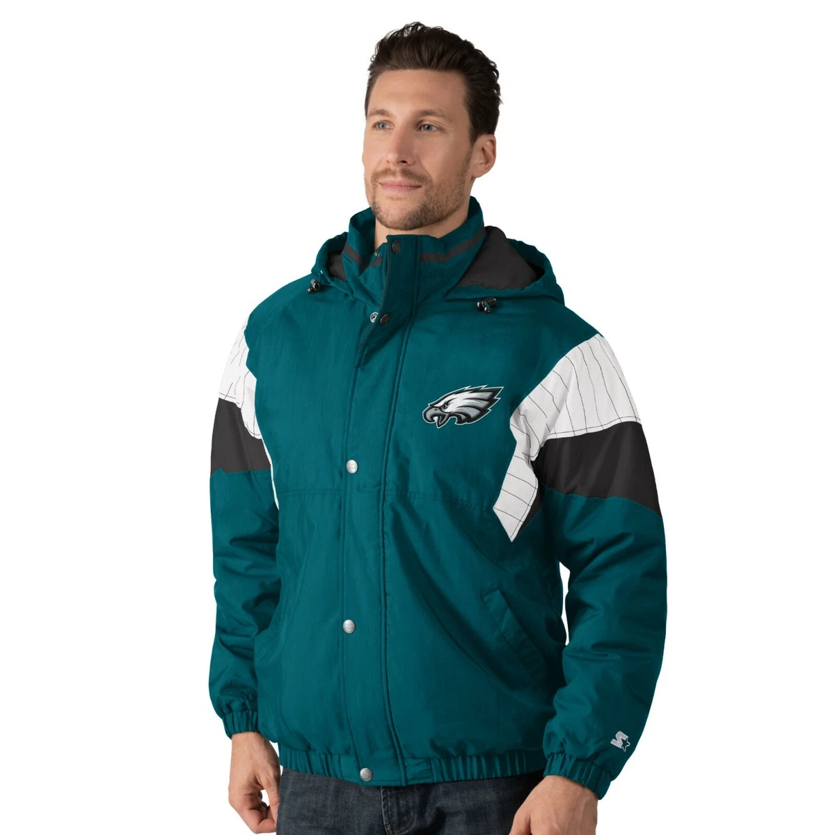 Philadelphia Eagles VINTAGE BREAK-OUT Hooded Full Zip/Button NFL Jacket