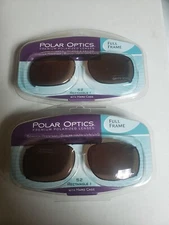 2 Pairs Solar Shield Polar Optics Polarized Clip On Sunglasses 52 Rec 1 Amber