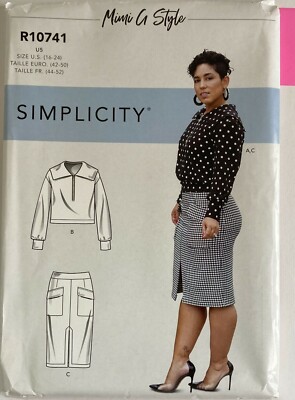 Simplicity 10741Top Pullover Kragen Zip Rock eng anliegend Damen neu ungeschnittenes Muster+