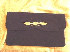 BORSA VINTAGE DONNA ANNI '50 ORIGINALE SCAMOSCIATA BLU epoca modernariato retro