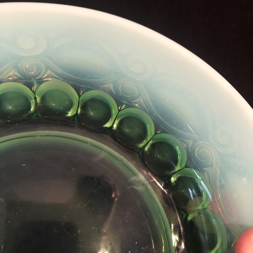 Mosser Green Opalescent Glass Eye Winker Pattern Covered Butter Dish - Picture 7 of 9