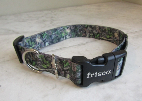 Frisco Blue Dog Collar Med-Large Adjustable Forest Design 7/8" Wide