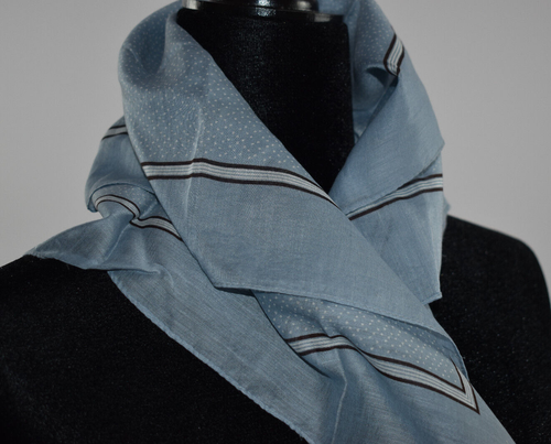 Vintage Cacharel Small Scarf Cotton Handkerchief Light Blue White Dots Japan 20"