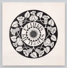 Ex Libris Julie de Graag Art Nouveau Flowers Vintage Bookplate 3.5x3.5"