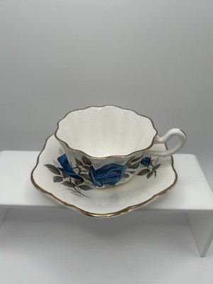 Royal Stuart Blue Rose Cup & Saucer Set, Spencer/Stevenson Bone China England.D3