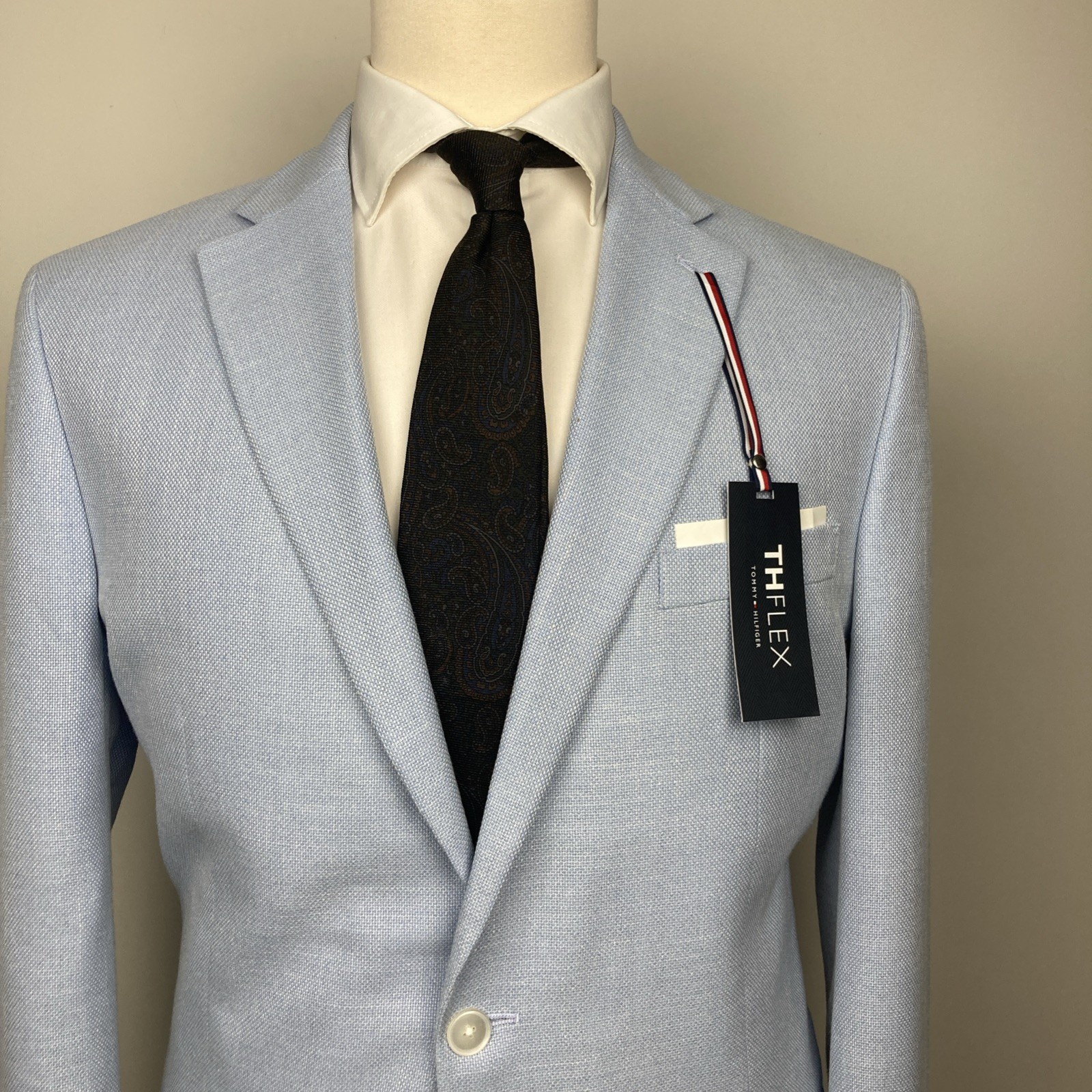 Tommy Hilfiger Mens Modern fit Sport Coat Blazer 40R Light Blue Solid Stretch thumbnail 3