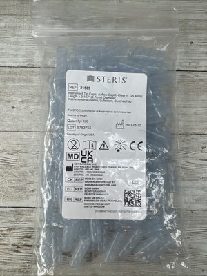 Instrument Tip Caps, Clear, Airflow Cap 1'' Length x 0.187'' Diameter