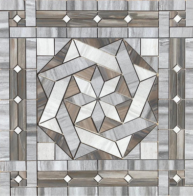 36'' x 36'' Tile Medallion Accent - Happy Floors Tivoli & Paint Stone tile series