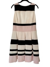 Lauren Ralph Lauren Dress Womens 12 Sleeveless Pleated Fit & Flare Pink Striped
