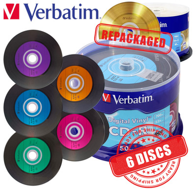 Verbatim AZO CD-R Digital Vinyl Blank CD LP Style 700MB 52x 6 Colors - 6 Discs