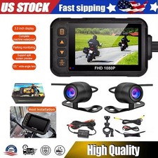 3" HD 1080P Motorcycle Dash Cam DVR Camera Waterproof Recorder Front Rear Cam
