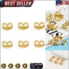 3 Pairs of 14K Gold Plated Earring Backs Perfect for Studs with Locking Design