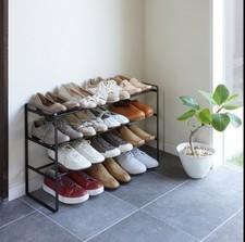 Three-Tier Expandable Shoe Rack 18" H - Steel-designed to fit your entryway.