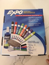 NEW EXPO Dry Erase Low-Odor Chisel Fine Tip Markers Eraser Kit