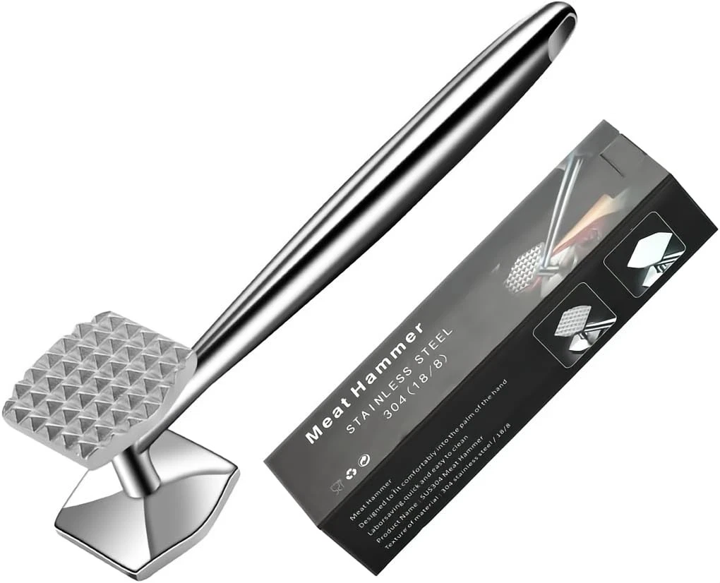 Meat Tenderizer 304 Stainless Steel Meat Hammer – Premium Meat Tenderizer Mal...