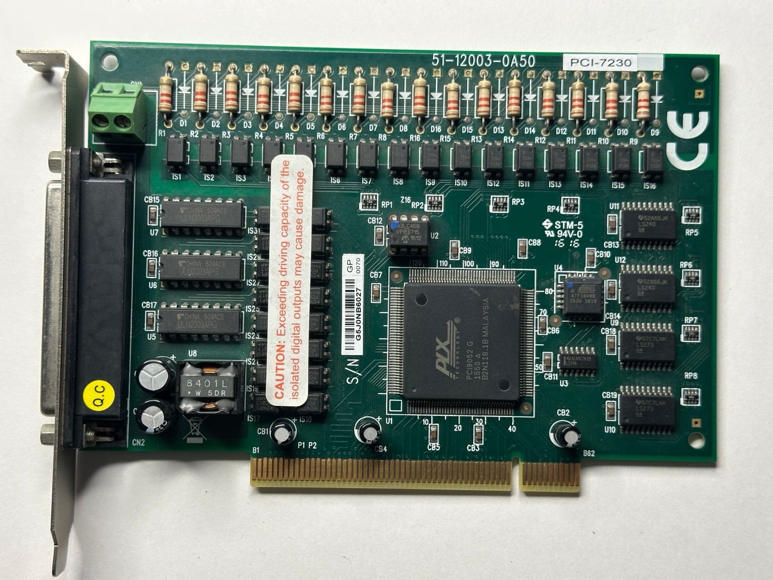 ADLINK PCI-7230 16-CH Isolated DI 16-CH DO Digital I/O PCI Card Tested Working