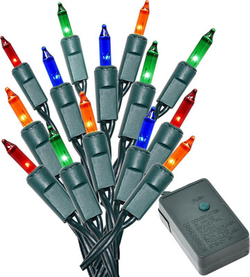 Chasing Christmas Lights, 8 Function Controller 140 Multi Colored Mini Bulbs Gre