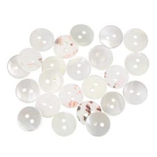 25 Pcs Natural Shell Button, 2 Hole 12.5mm Mother of Pearl Button, White/Red