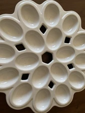 Crate And Barrel Deviled Egg Tray White Platter 18 Eggs Entertaining Appetizers