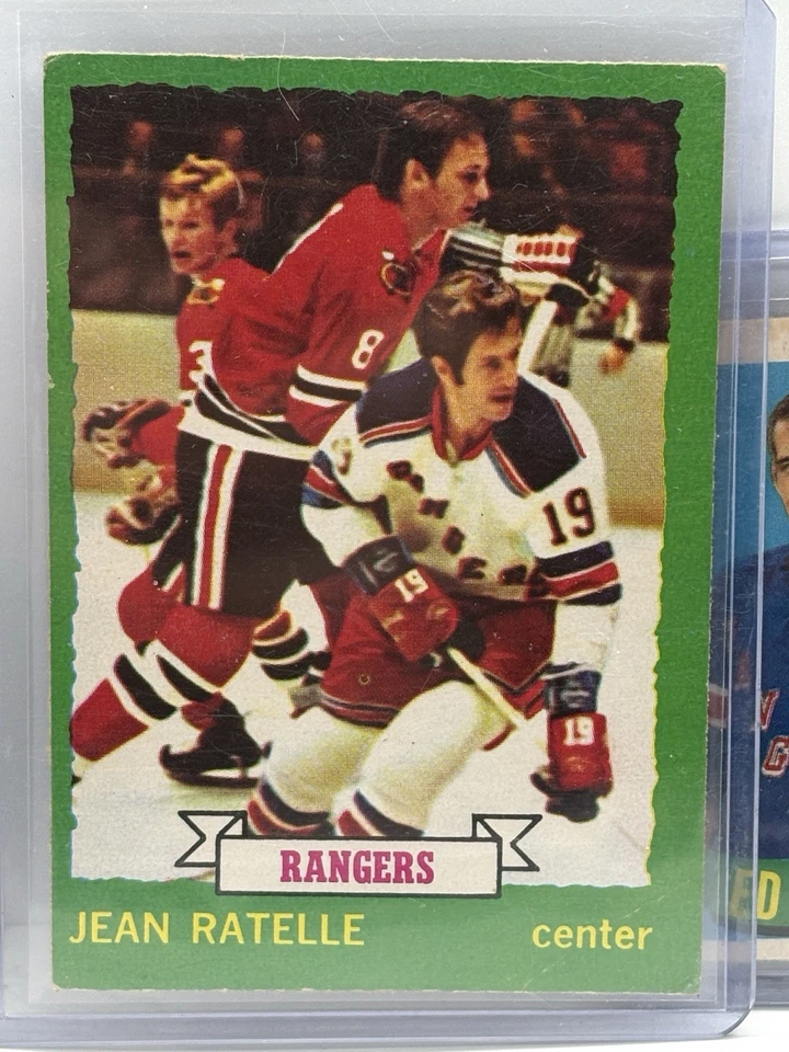 1973-74 OPC Hockey Lot Ratelle Crozier Giacomin Villemure Vezina Trophy - Image 2 of 4