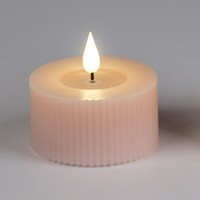 Led Kerze Streifen H. 4Cm D. 7,5Cm Rosa Mit Timer Formano